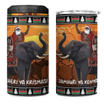 Afro Christmas in Kenya Safari 4 in 1 Can Cooler Tumbler Black Santa Riding Elephant - African Pride