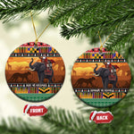 Afro Christmas in Kenya Safari Ceramic Ornament Black Santa Riding Elephant - African Pride