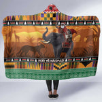 Afro Christmas in Kenya Safari Hooded Blanket Black Santa Riding Elephant - African Pride
