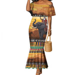 Afro Christmas in Kenya Safari Mermaid Dress Black Santa Riding Elephant - African Pride