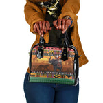 Afro Christmas in Kenya Safari Shoulder Handbag Black Santa Riding Elephant - African Pride