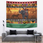 Afro Christmas in Kenya Safari Tapestry Black Santa Riding Elephant - African Pride