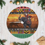 Afro Christmas in Kenya Safari Tree Skirt Black Santa Riding Elephant - African Pride