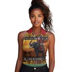 Afro Christmas in Kenya Safari Women Sleeveless Polo Shirt Black Santa Riding Elephant - African Pride