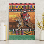 Afro Christmas in Kenya Safari Canvas Wall Art Black Santa Riding Leopards - African Pride