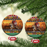 Afro Christmas in Kenya Safari Ceramic Ornament Black Santa Riding Leopards - African Pride