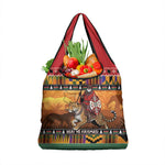 Afro Christmas in Kenya Safari Grocery Bag Black Santa Riding Leopards - African Pride