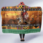 Afro Christmas in Kenya Safari Hooded Blanket Black Santa Riding Leopards - African Pride