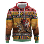Afro Christmas in Kenya Safari Hoodie Black Santa Riding Leopards - African Pride