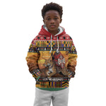 Afro Christmas in Kenya Safari Kid Hoodie Black Santa Riding Leopards - African Pride