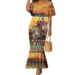 Afro Christmas in Kenya Safari Mermaid Dress Black Santa Riding Leopards - African Pride