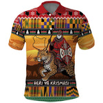 Afro Christmas in Kenya Safari Polo Shirt Black Santa Riding Leopards - African Pride