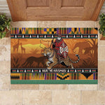 Afro Christmas in Kenya Safari Rubber Doormat Black Santa Riding Leopards - African Pride