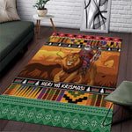 Afro Christmas in Kenya Safari Area Rug Black Santa Riding Lion - African Pride