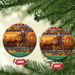 Afro Christmas in Kenya Safari Ceramic Ornament Black Santa Riding Lion - African Pride