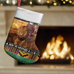 Afro Christmas in Kenya Safari Christmas Stocking Black Santa Riding Lion - African Pride