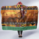 Afro Christmas in Kenya Safari Hooded Blanket Black Santa Riding Lion - African Pride