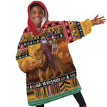 Afro Christmas in Kenya Safari Kid Wearable Blanket Hoodie Black Santa Riding Lion - African Pride