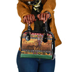 Afro Christmas in Kenya Safari Shoulder Handbag Black Santa Riding Lion - African Pride
