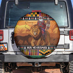 Afro Christmas in Kenya Safari Spare Tire Cover Black Santa Riding Lion - African Pride