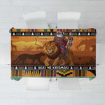 Afro Christmas in Kenya Safari Tablecloth Black Santa Riding Lion - African Pride