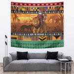 Afro Christmas in Kenya Safari Tapestry Black Santa Riding Lion - African Pride