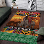 Afro Christmas in Kenya Safari Area Rug Black Santa Riding Rhinoceros - African Pride
