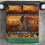 Afro Christmas in Kenya Safari Bedding Set Black Santa Riding Rhinoceros - African Pride