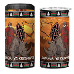 Afro Christmas in Kenya Safari 4 in 1 Can Cooler Tumbler Black Santa Riding Rhinoceros - African Pride