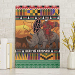 Afro Christmas in Kenya Safari Canvas Wall Art Black Santa Riding Rhinoceros - African Pride