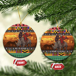 Afro Christmas in Kenya Safari Ceramic Ornament Black Santa Riding Rhinoceros - African Pride