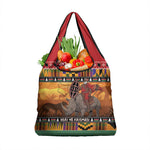 Afro Christmas in Kenya Safari Grocery Bag Black Santa Riding Rhinoceros - African Pride