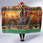 Afro Christmas in Kenya Safari Hooded Blanket Black Santa Riding Rhinoceros - African Pride
