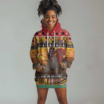 Afro Christmas in Kenya Safari Hoodie Dress Black Santa Riding Rhinoceros - African Pride