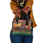 Afro Christmas in Kenya Safari Shoulder Handbag Black Santa Riding Rhinoceros - African Pride
