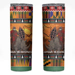 Afro Christmas in Kenya Safari Skinny Tumbler Black Santa Riding Rhinoceros - African Pride