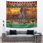 Afro Christmas in Kenya Safari Tapestry Black Santa Riding Rhinoceros - African Pride