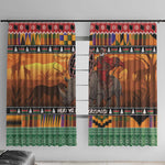 Afro Christmas in Kenya Safari Window Curtain Black Santa Riding Rhinoceros - African Pride