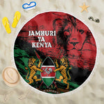 Jamhuri Ya Kenya Beach Blanket African Lion - Coat Of Arms