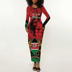 Jamhuri Ya Kenya Long Sleeve Bodycon Dress African Lion - Coat Of Arms LT15