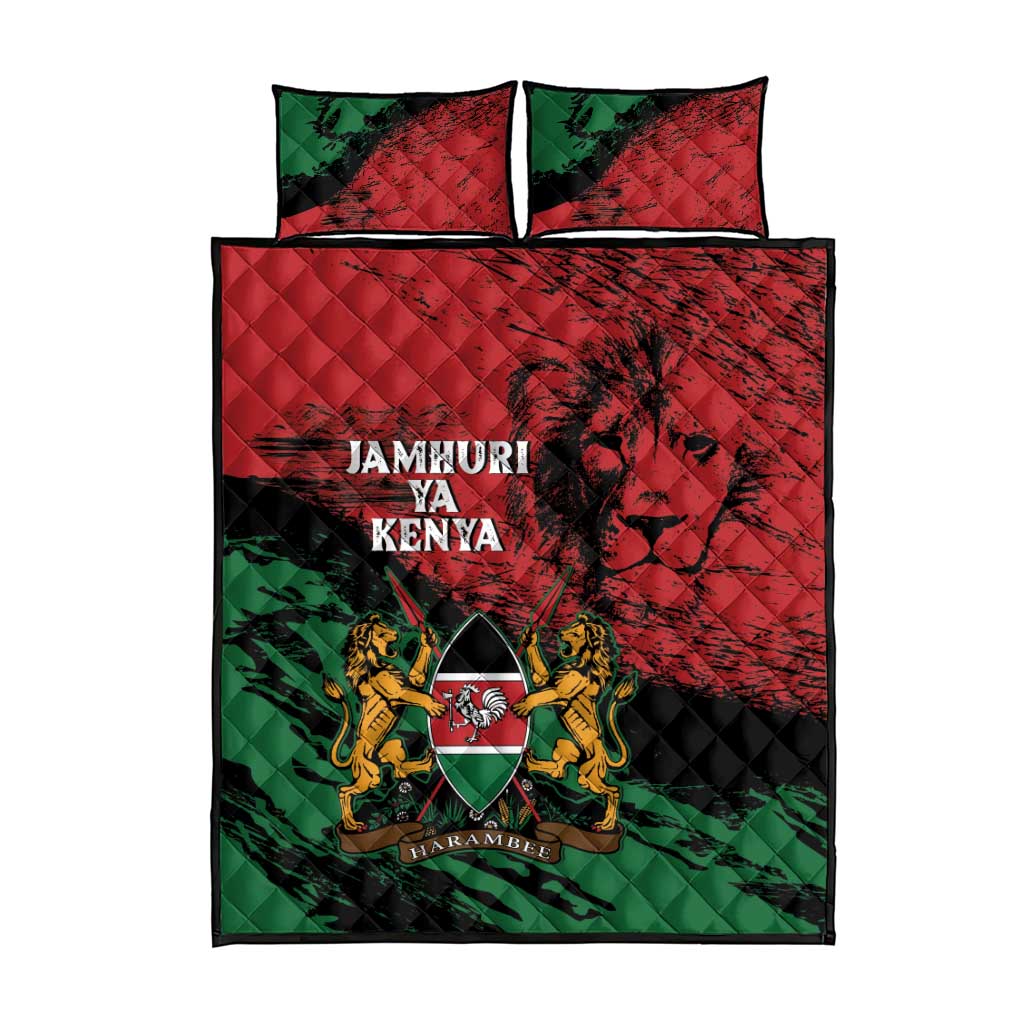 Jamhuri Ya Kenya Quilt Bed Set African Lion - Coat Of Arms