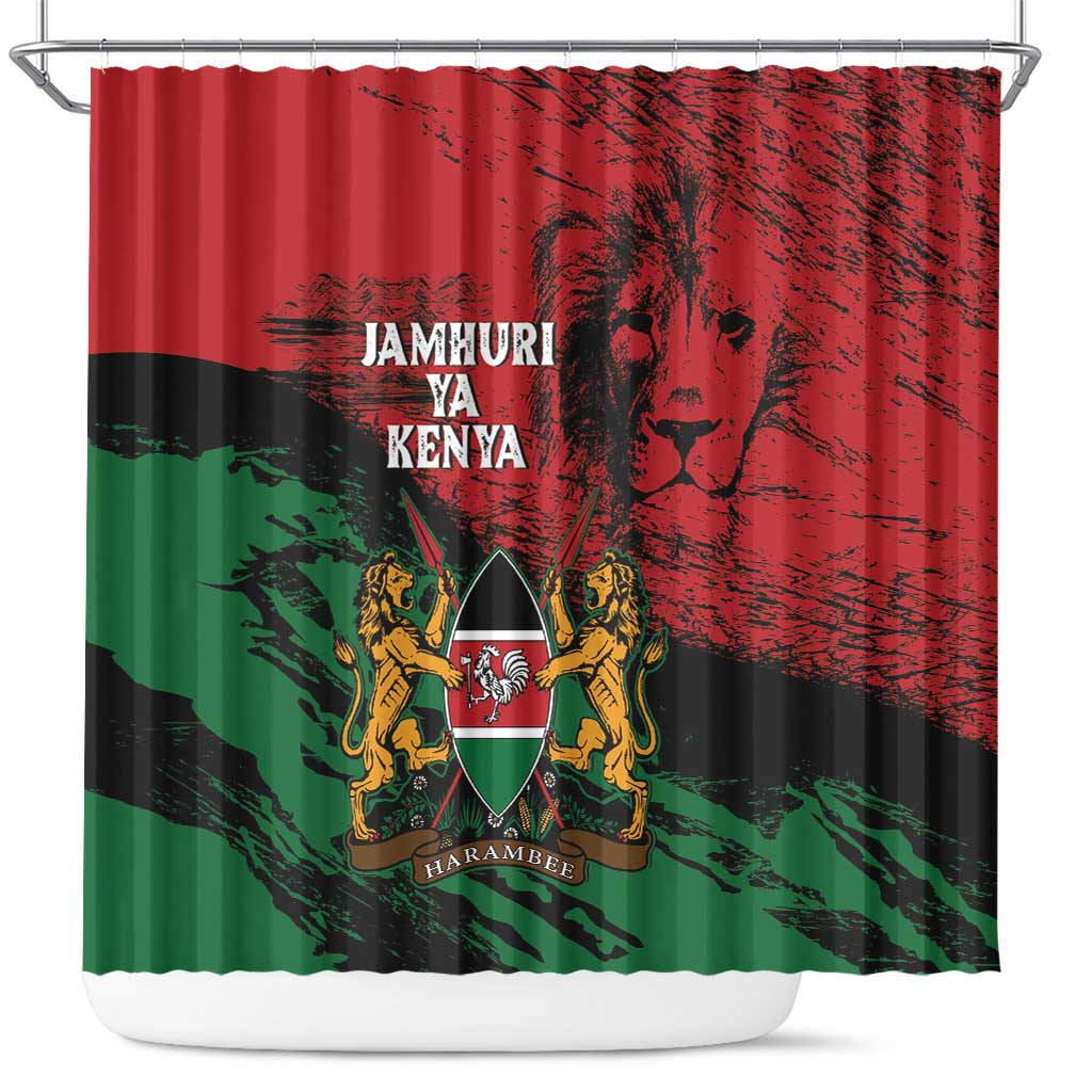 Jamhuri Ya Kenya Shower Curtain African Lion - Coat Of Arms