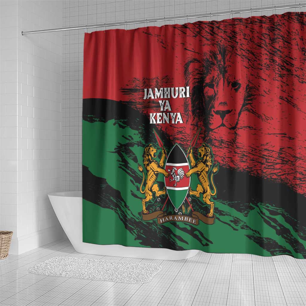 Jamhuri Ya Kenya Shower Curtain African Lion - Coat Of Arms