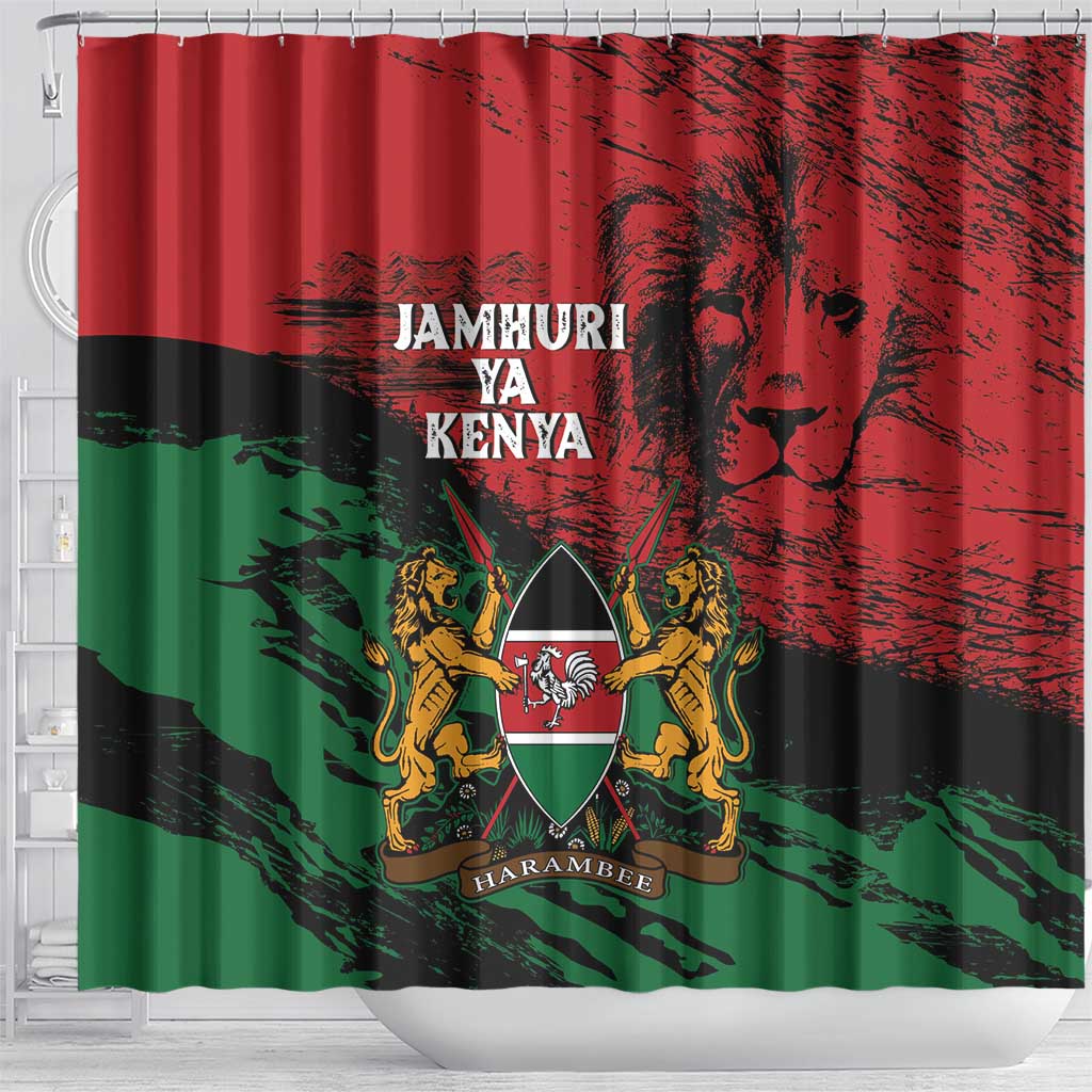 Jamhuri Ya Kenya Shower Curtain African Lion - Coat Of Arms