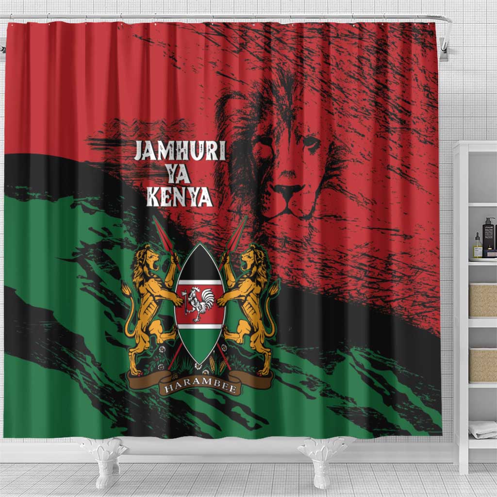 Jamhuri Ya Kenya Shower Curtain African Lion - Coat Of Arms