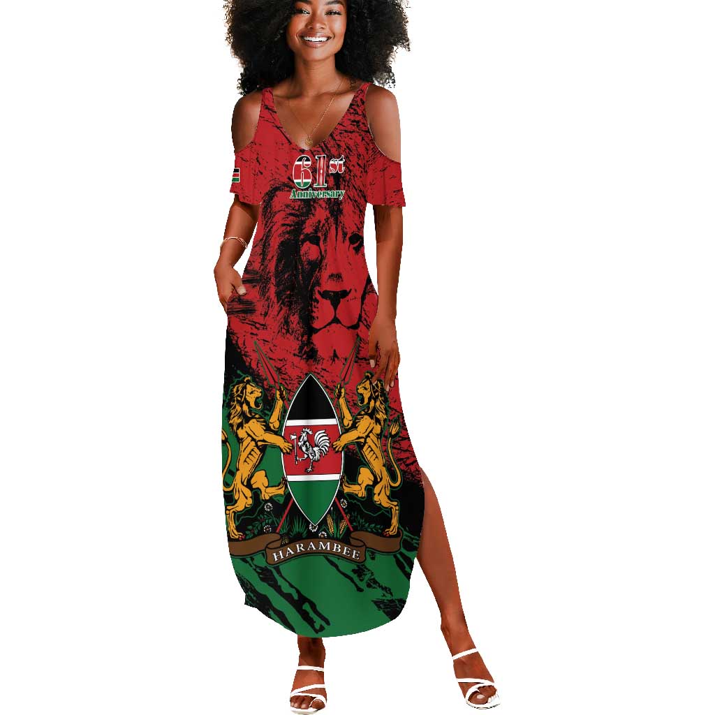Jamhuri Ya Kenya Summer Maxi Dress African Lion - Coat Of Arms