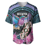 Personalised Kenya Lilac Breasted Roller Baseball Jersey Orchid Flower - African Pattern
