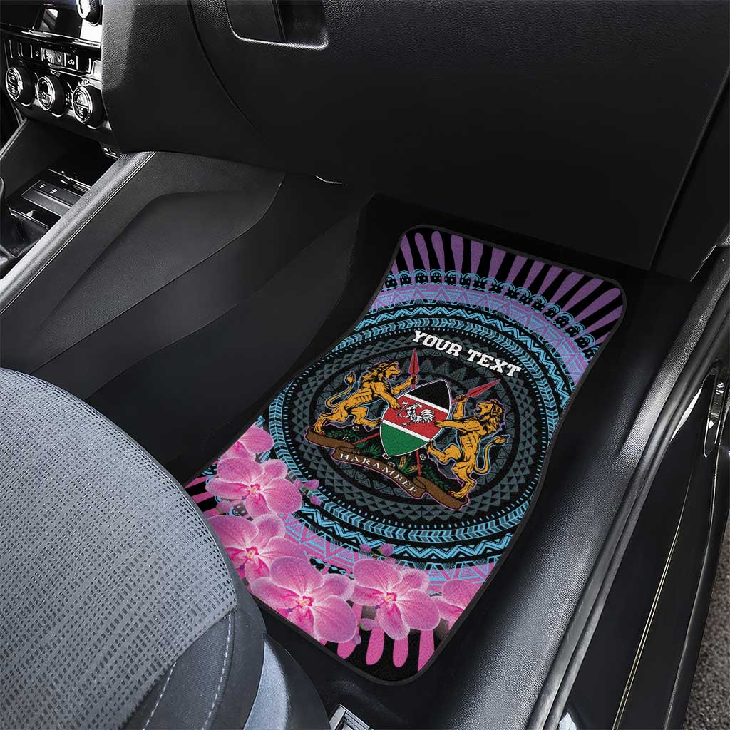 Personalised Kenya Lilac Breasted Roller Car Mats Orchid Flower - African Pattern