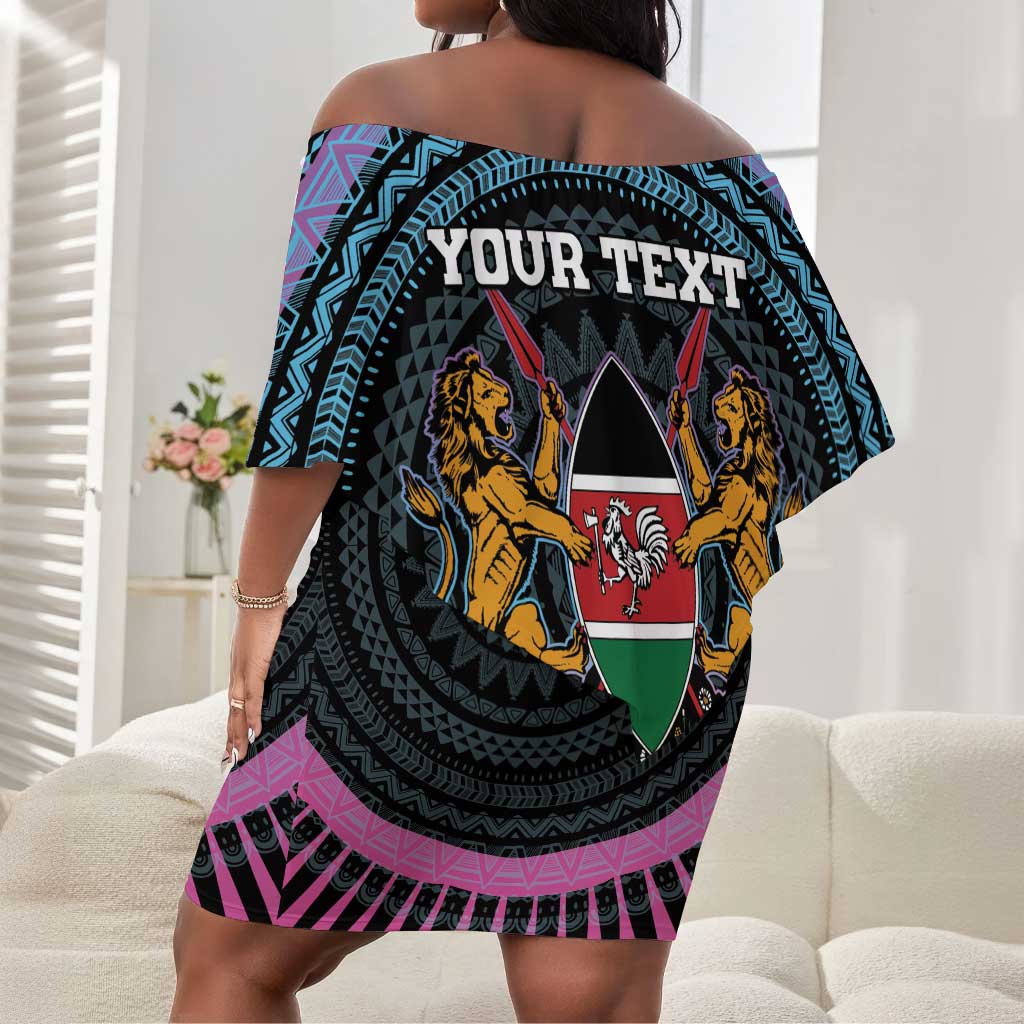 Personalised Kenya Lilac Breasted Roller Off Shoulder Short Dress Orchid Flower - African Pattern