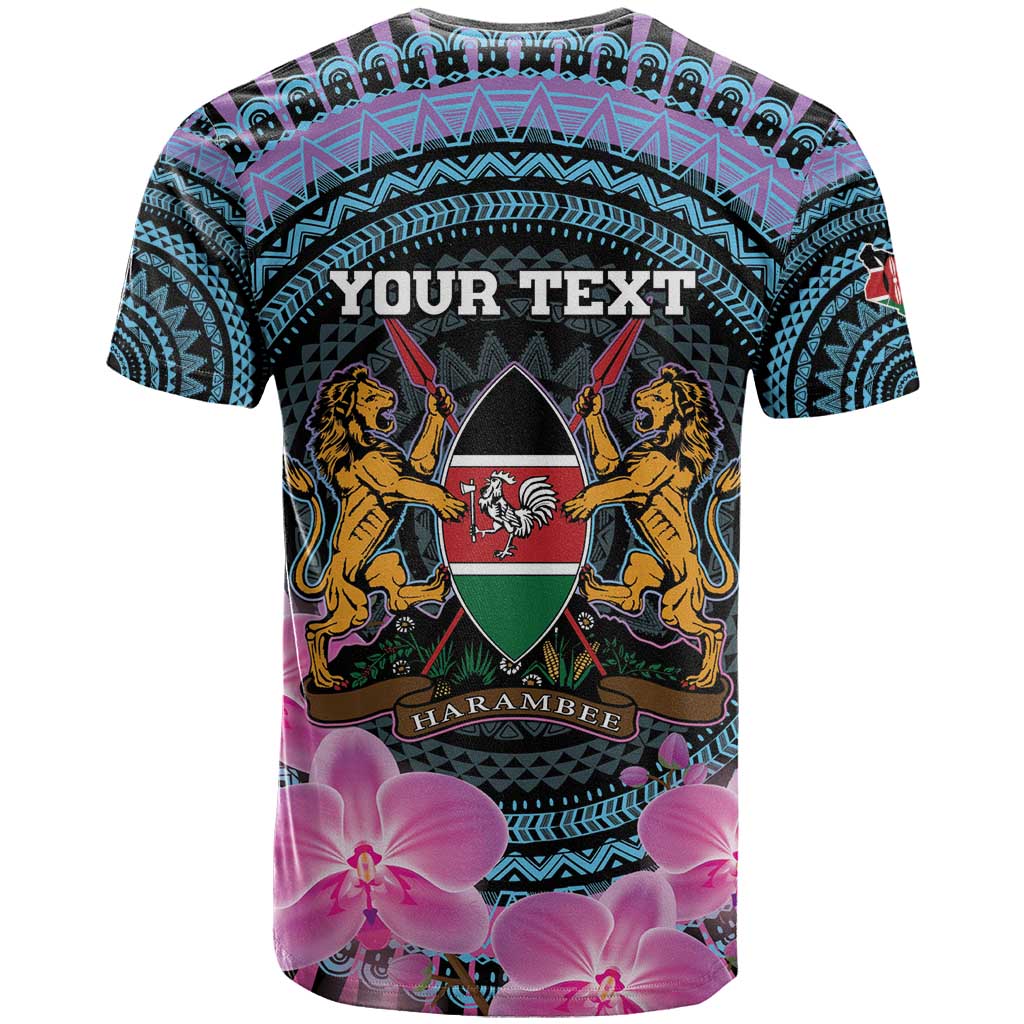 Personalised Kenya Lilac Breasted Roller T shirt Orchid Flower - African Pattern